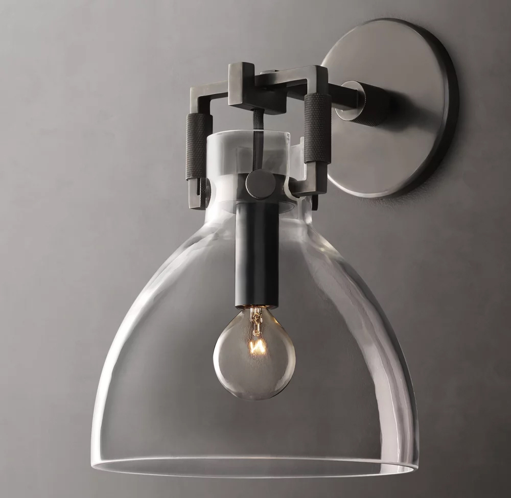 Machinist Glass Cloche Wall Sconce Dia. 8