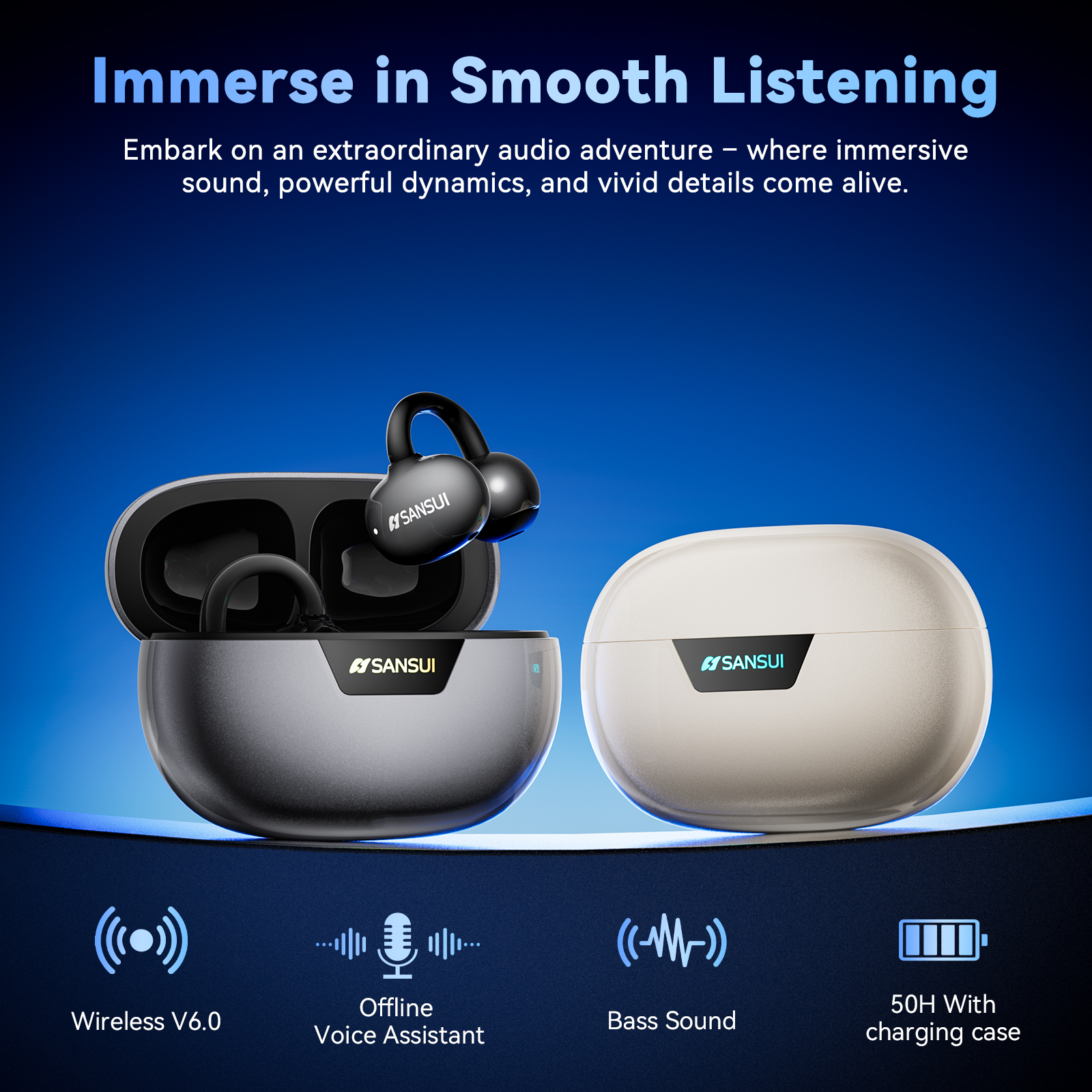 SANSUI W36 Clip Pro Earbuds - SANSUI