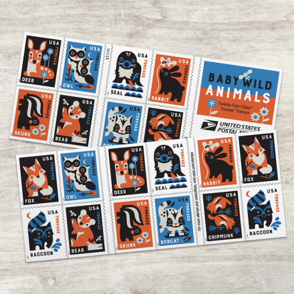 2025 Baby Wild Animals Stamps 100 pcs