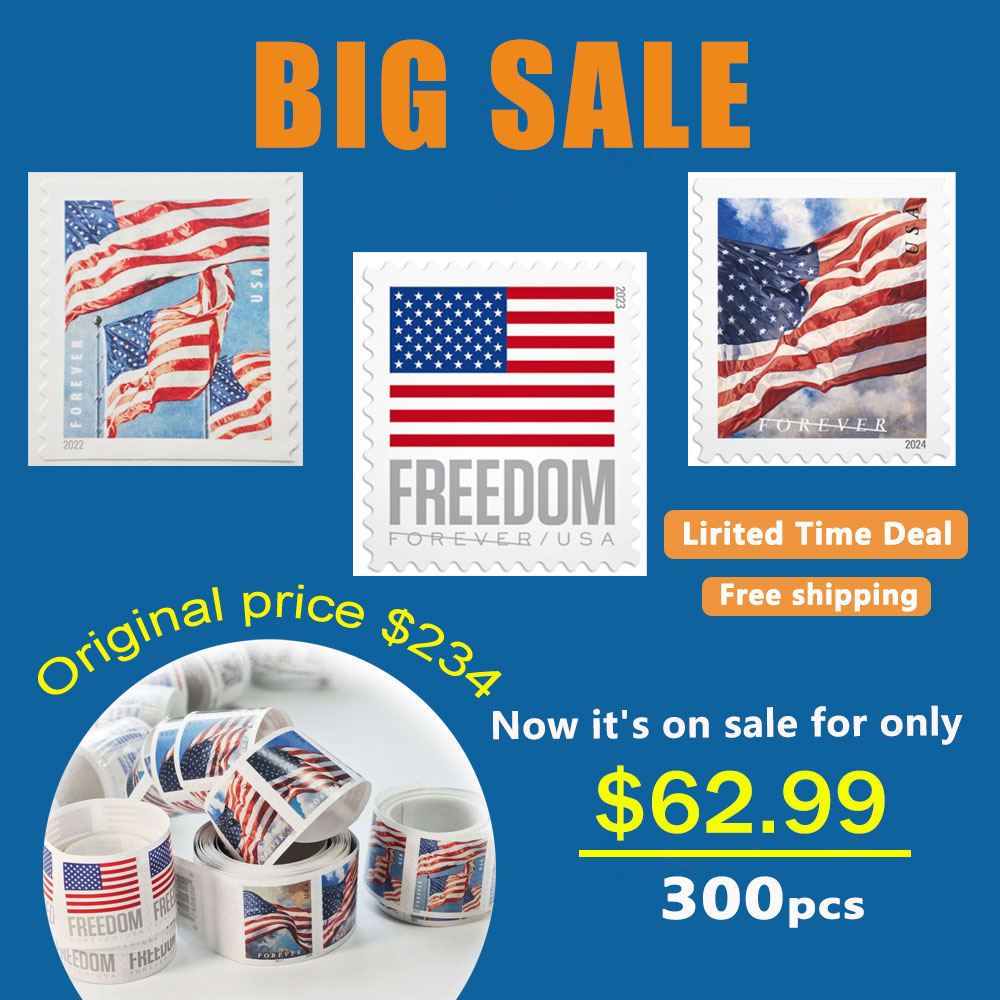Big Sales! 3 U.S. Flag Stamps,3 Rolls/300 Pcs