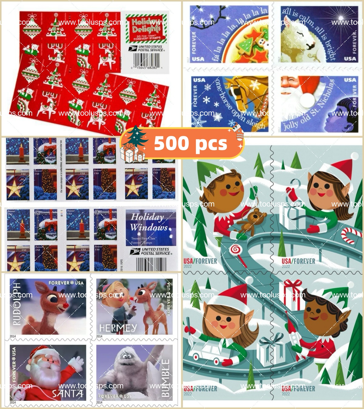 Big Sales! Christmas Collection Stamps,500 Pcs