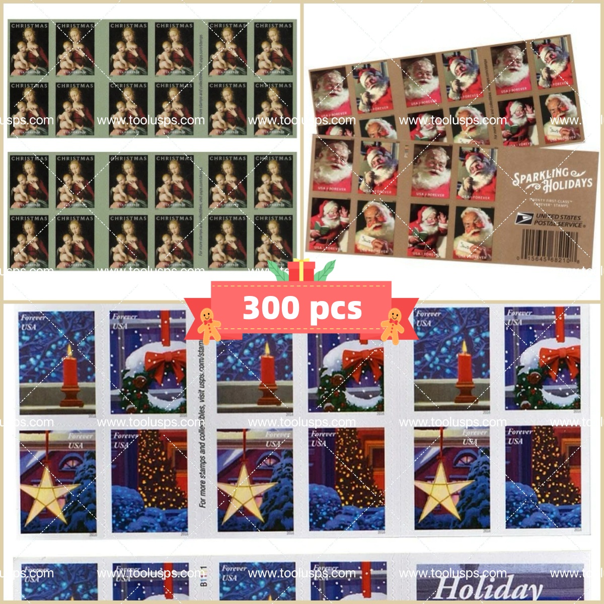 Big Sales! A Christmas Collection Stamps,300 Pcs