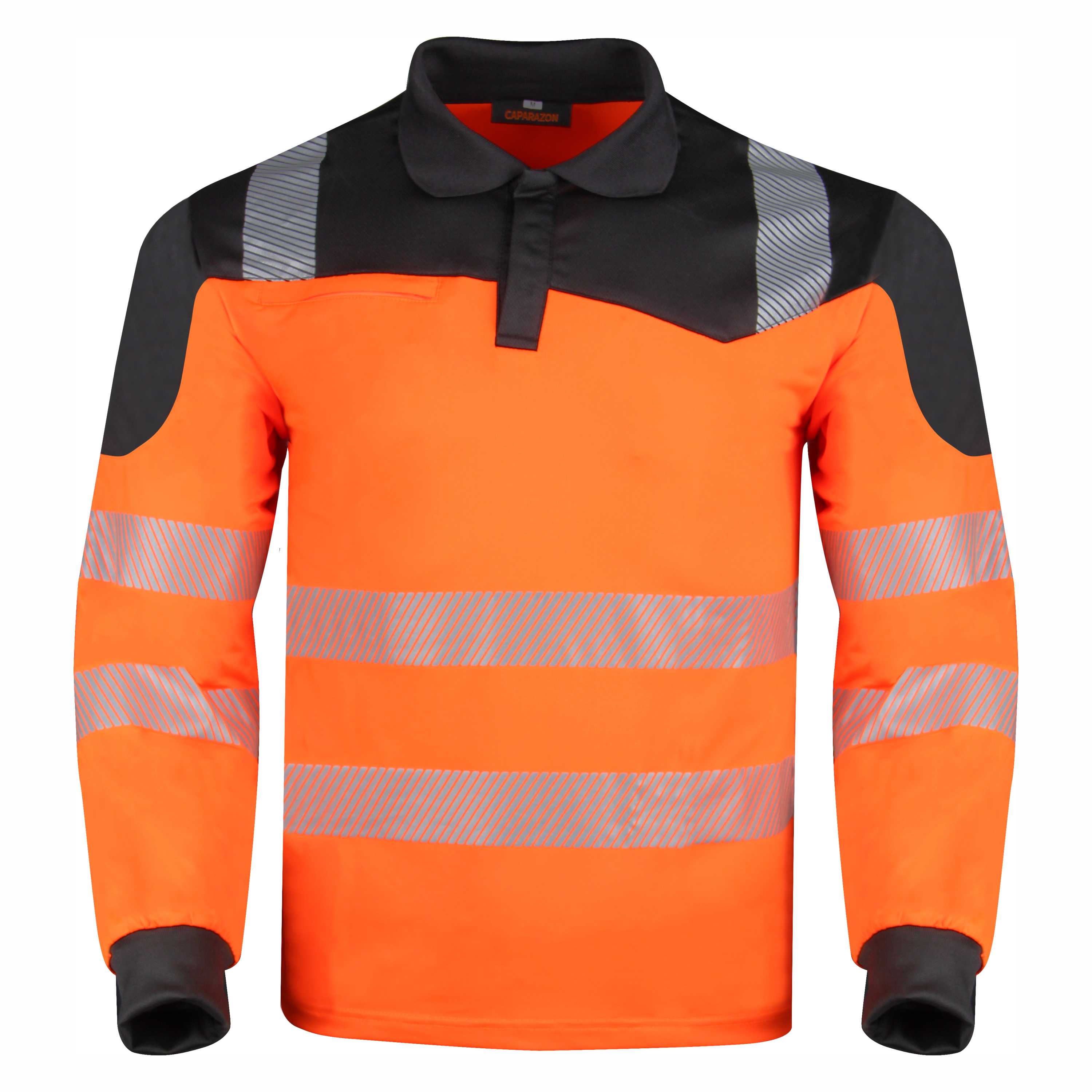 In-Stock Caparazon Class 2 Hi-Vis Safety Orange Long Polo Shirt