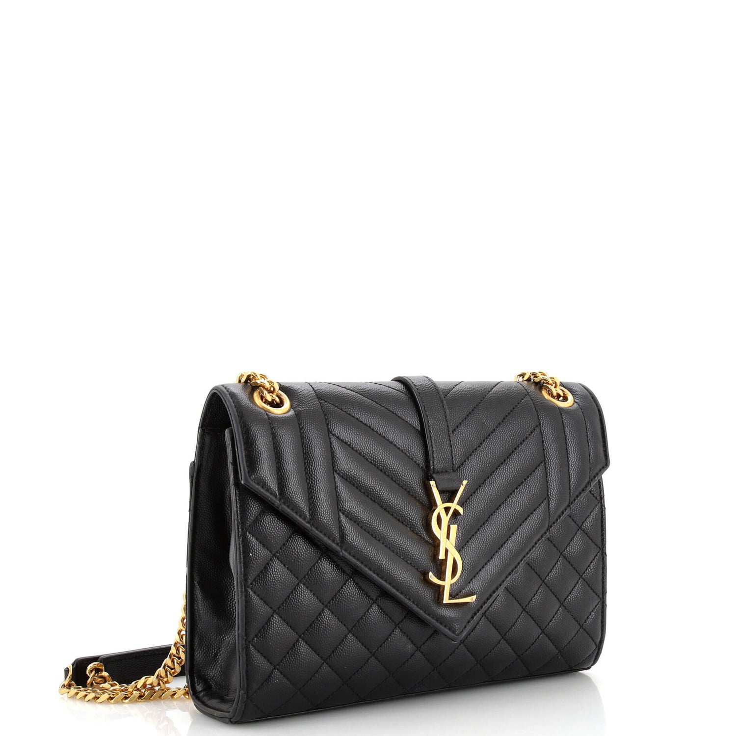 YSL Classic Monogram Envelope Satchel Mixed Matelasse Leather Medium