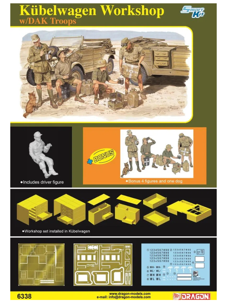 DRAGON 6338 1/35 Kübelwagen Workshop W/DAK Troops Model Kit