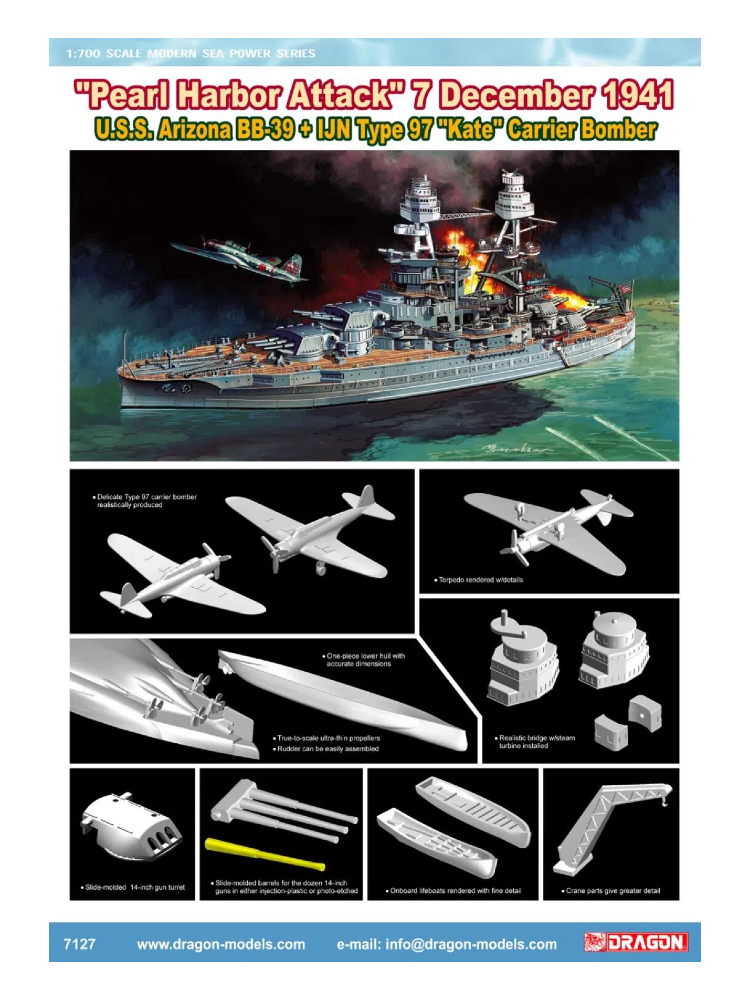 DRAGON 7127 1/700 U.S.S. Arizona BB-39 + IJN Type 97