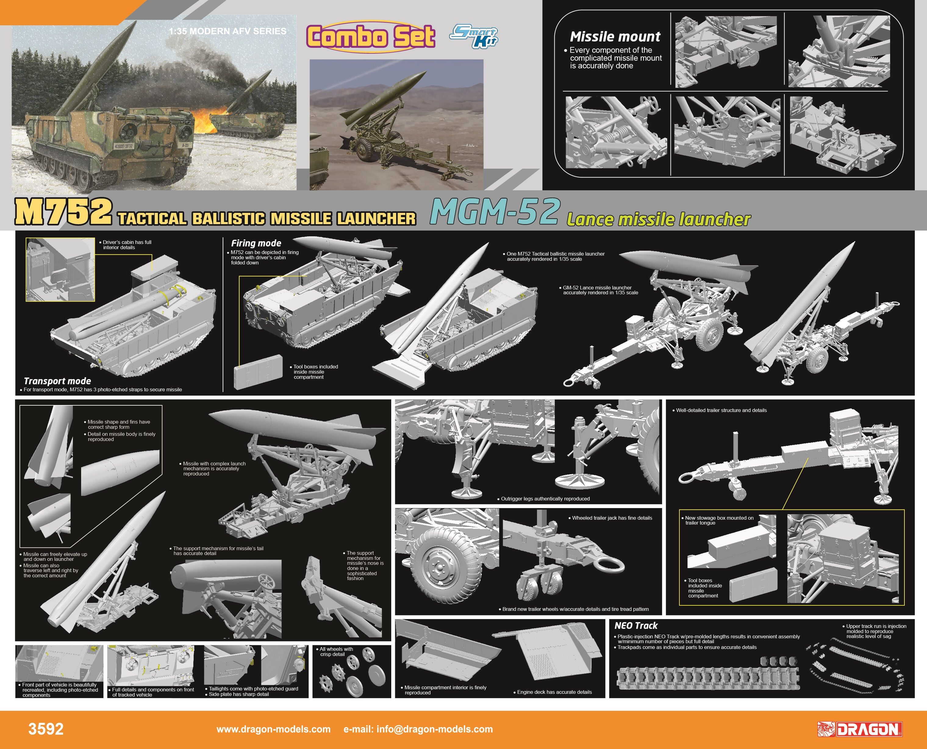 Dragon 3592 1/35 M752+MGM-52 Missile Launcher Combo Set