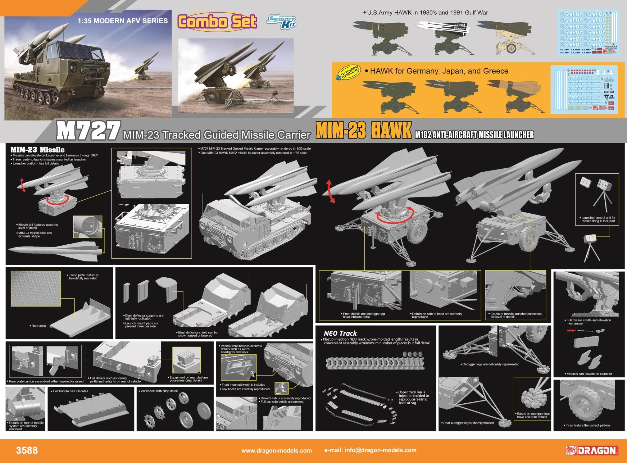 Dragon 3588 1/35 M727+M192 Missile Launcher Combo Set