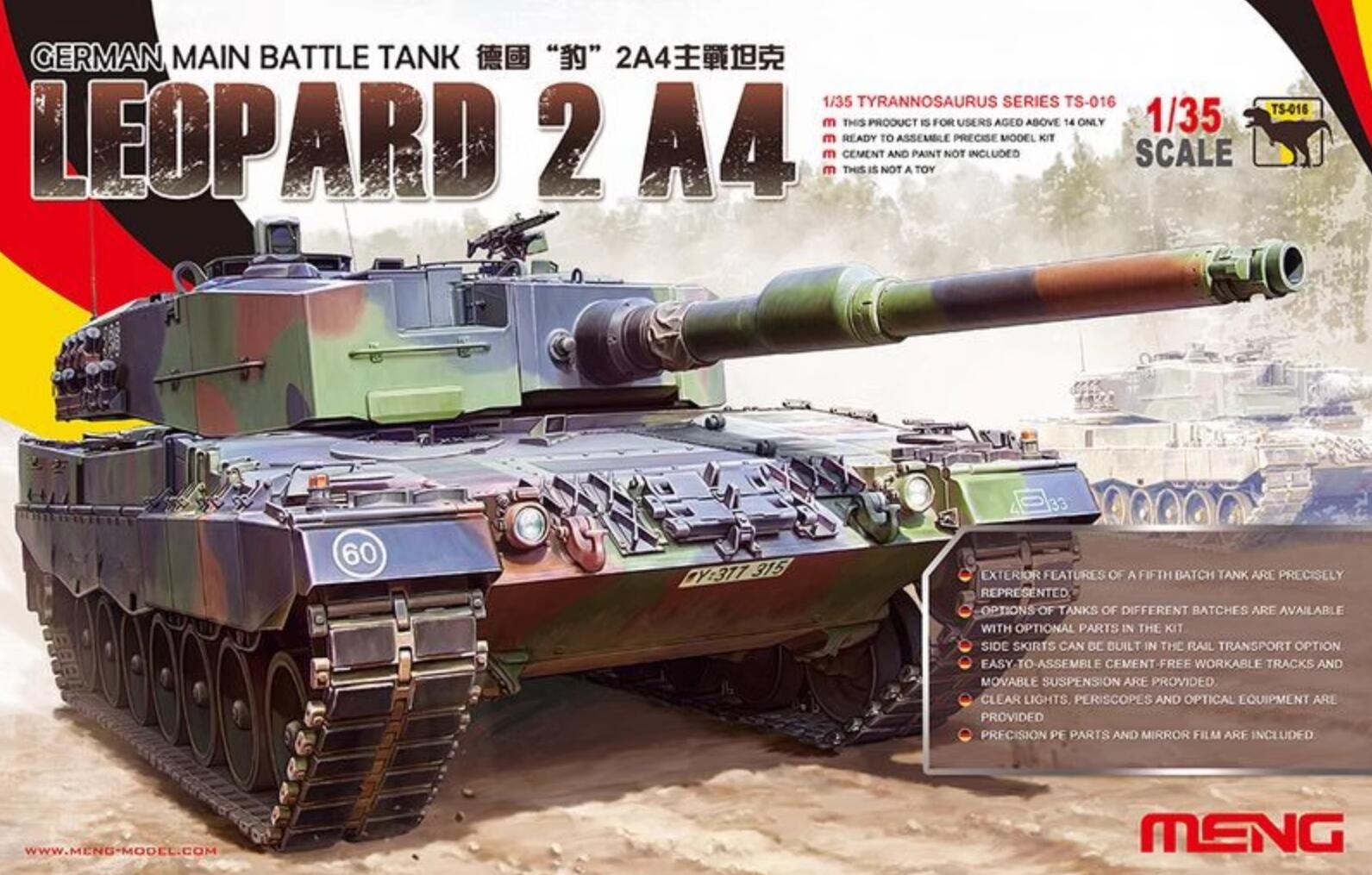 MENG 1/35 TS-016 German Main Battle Tank Leopard 2 A4 Kit