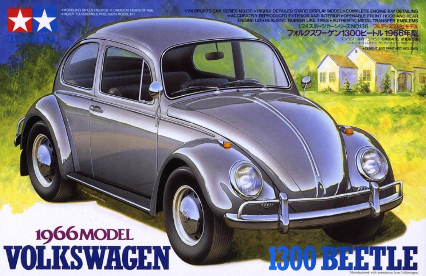 Tamiya 24136 1/24 Scale Model Car Kit VW Volkswagen 1300 Beetle '66 Classic