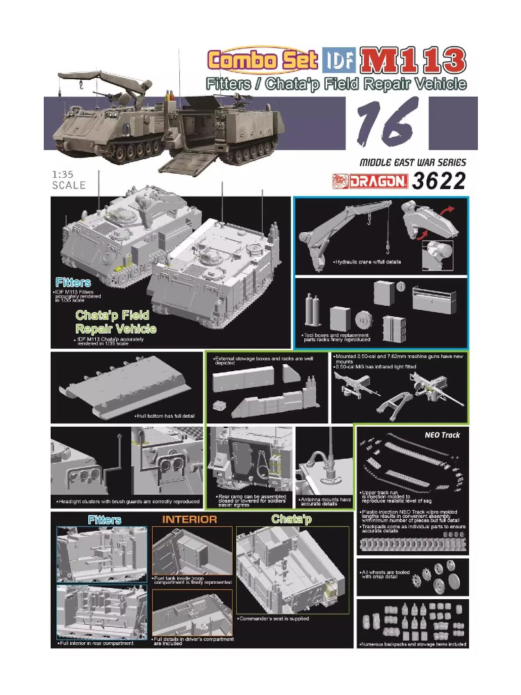DRAGON 1/35 3622 IDF M113 Fitters & Chata'p Field Repair Vehicle Model Kit(NEW)