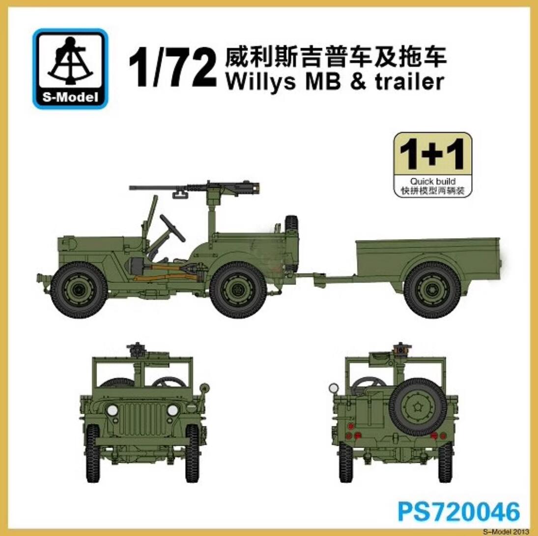 S-model 1/72 PS720046 Willys MB & Trailer (1+1)