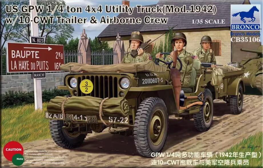 BRONCO CB35106 1/35 US GPW 1/4 ton 4×4 Utility Truck(Mod.1942) w/Crew