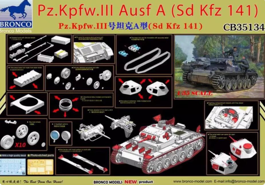 Bronco Models CB35134 1:35 Pz.Kpfw.III Ausf.A (Sd.Kfz.141)