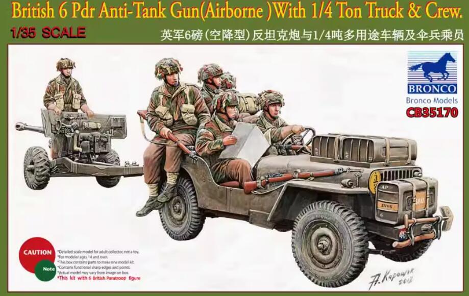 BRONCO CB35170 1/35 British 6 Pdr Anti-Tank Gun With 1/4 Ton Truck & Crew