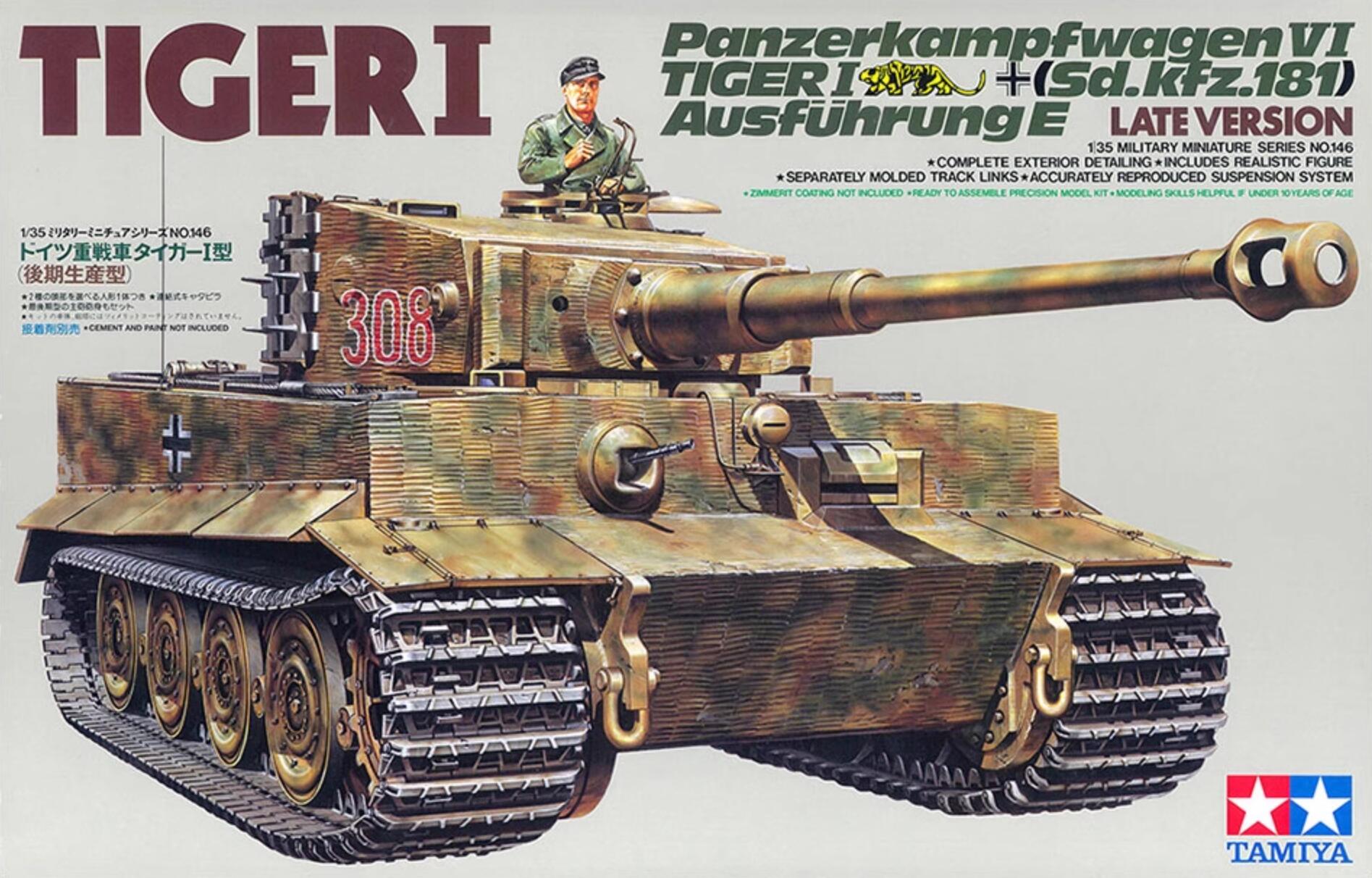 Tamiya 35146 WWII German Tiger I Late Production 1/35 Scale Plastic Model Kit
