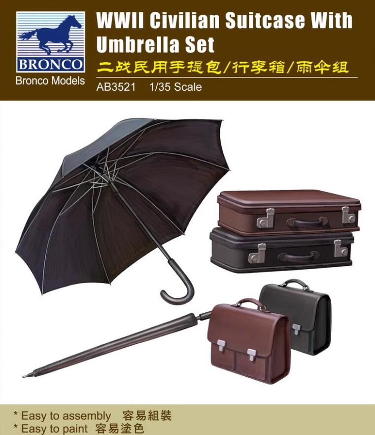 BRONCO AB3521 1/35 WWII Civilian Suitcase With Umbrella