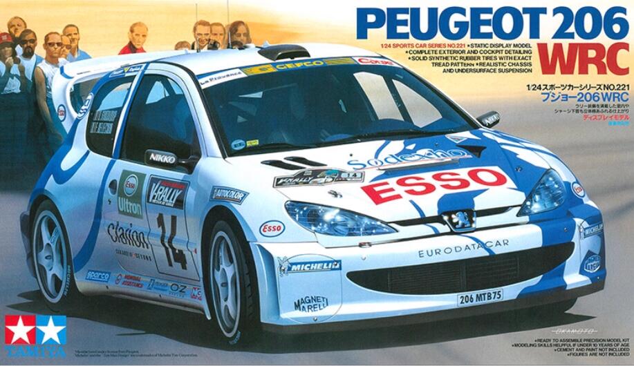 Tamiya 24221 1/24 Scale Model Car Kit Peugeot Esso 206 WRC Rally '99 F.Delecour
