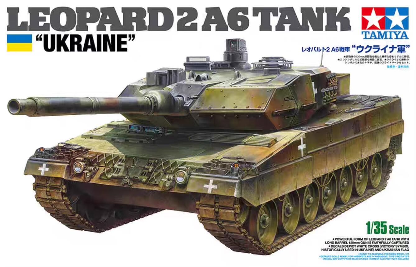 Tamiya 25207 1/35 Scale Military Model Kit Ukraine Leopard 2 A6 Main Battle Tank