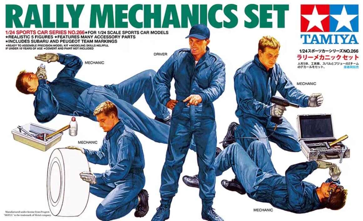 Tamiya 24266 1/24 Scale Model Car Rally Mechanics & Tool Set Subaru/Peugeot