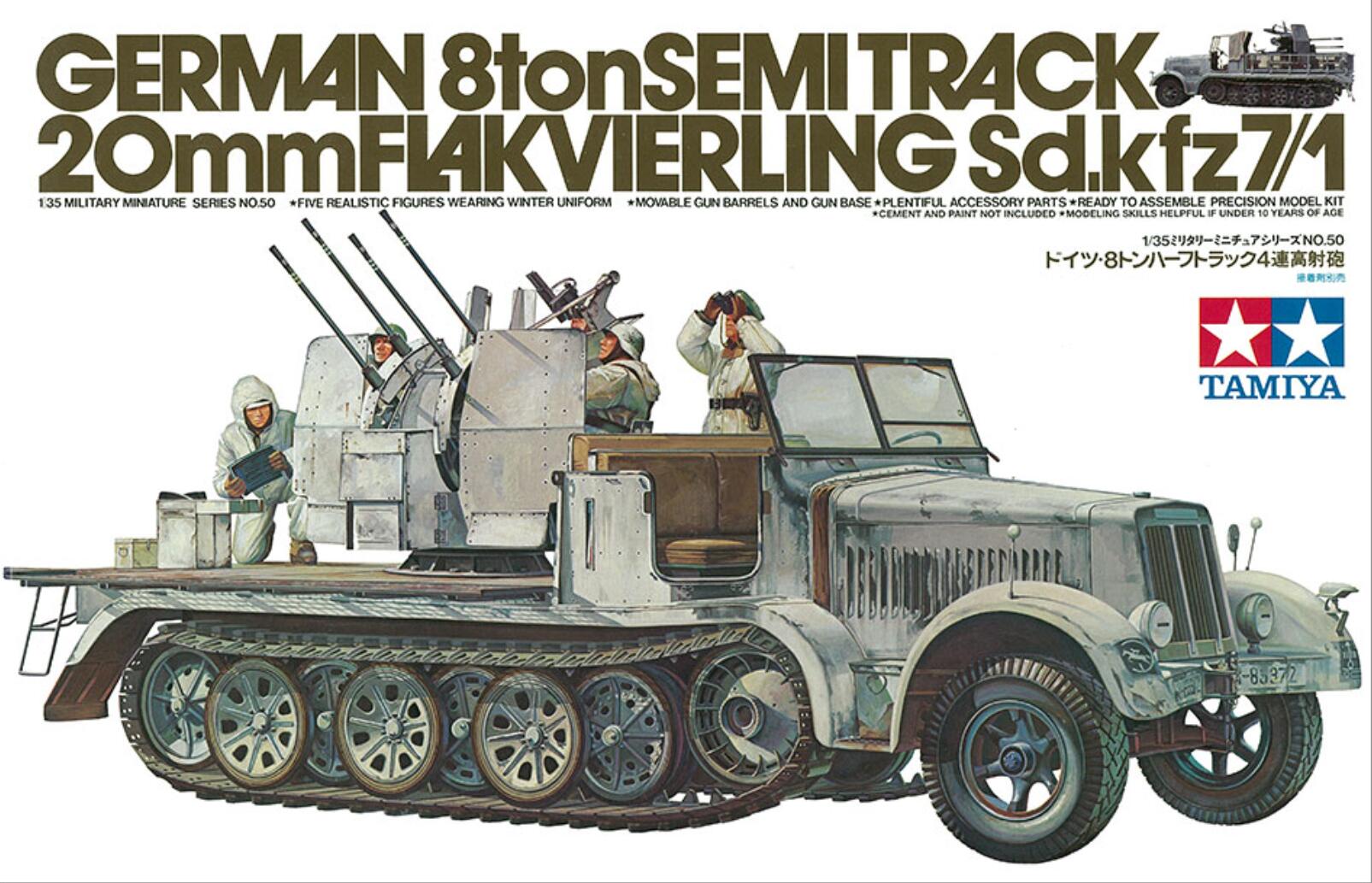TAMIYA 35050 - 1:35 German 8Ton Semi Track 20mm Flakvierling Sd.kfz 7/1