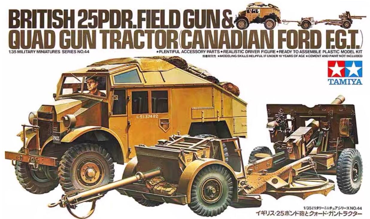 Tamiya 35044 1/35 British 25Pdr. Field Gun & Quad Gun Tractor
