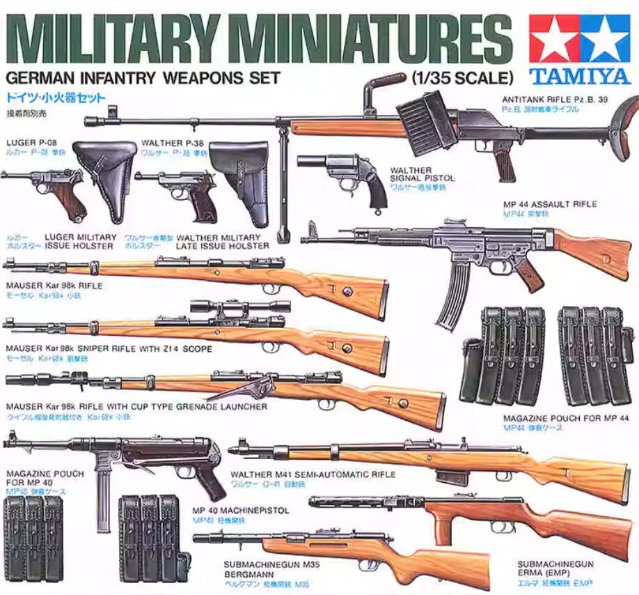 Tamiya 35111 1/35 Scale Military Model Kit German Army Infantry Weapons Set