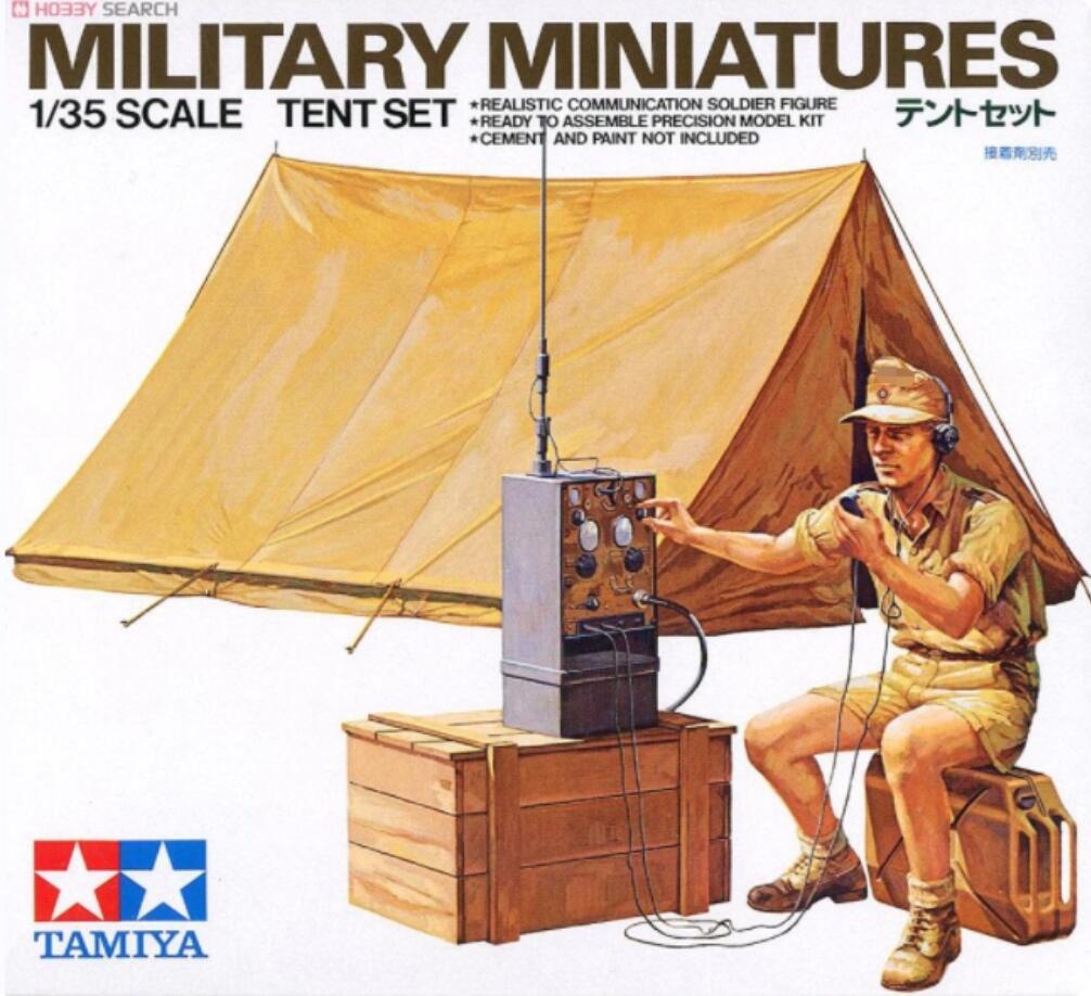 Tamiya 35074 1/35 Scale Military Model Kit WWII Tent Set w/Communication Solider