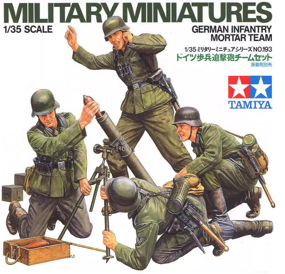 Tamiya 35193 1/35 Scale Military Model Kit WWII German Infantry Mortar Team Set