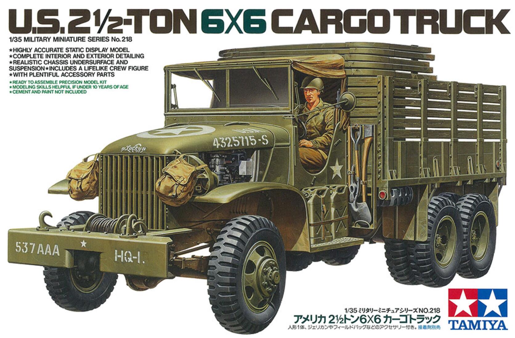 Tamiya 35218 1/35 Military Model Kit WWII U.S CCKW 2.5 Ton 6x6 Cargo Truck