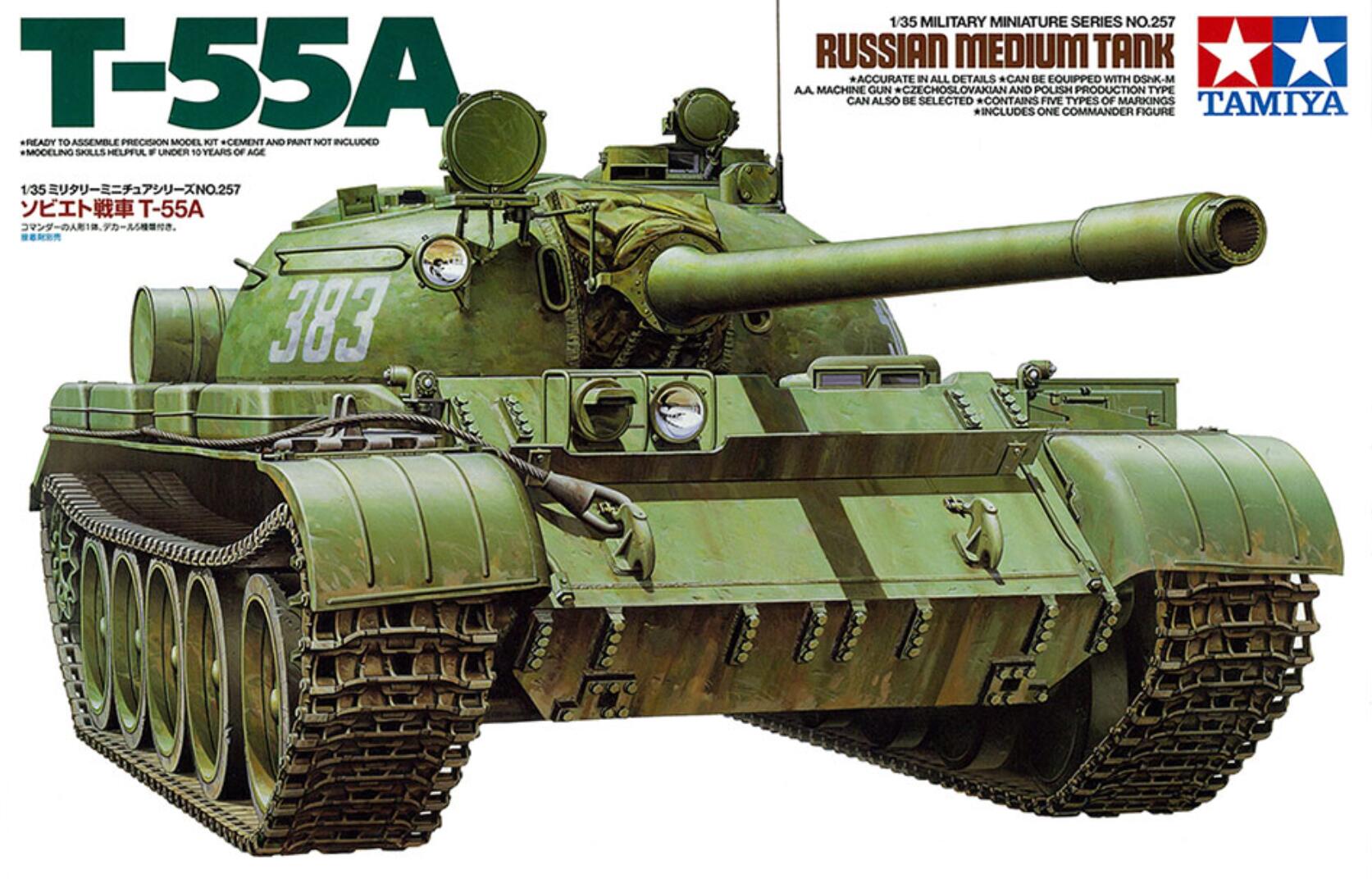 Tamiya 35257 1/35 Scale Military Model Kit Soviet Russian Medium Tank T-55A