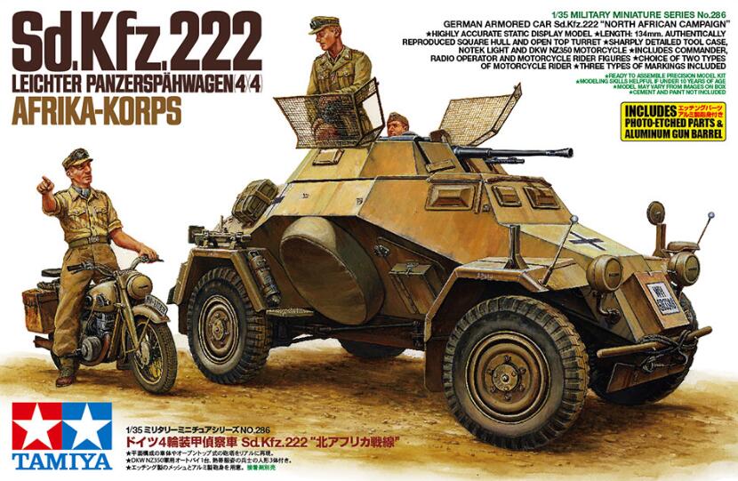 Tamiya 35286 1/35 Model German Sd.Kfz 222 Leichter Panzerspähwagen w/PE Parts
