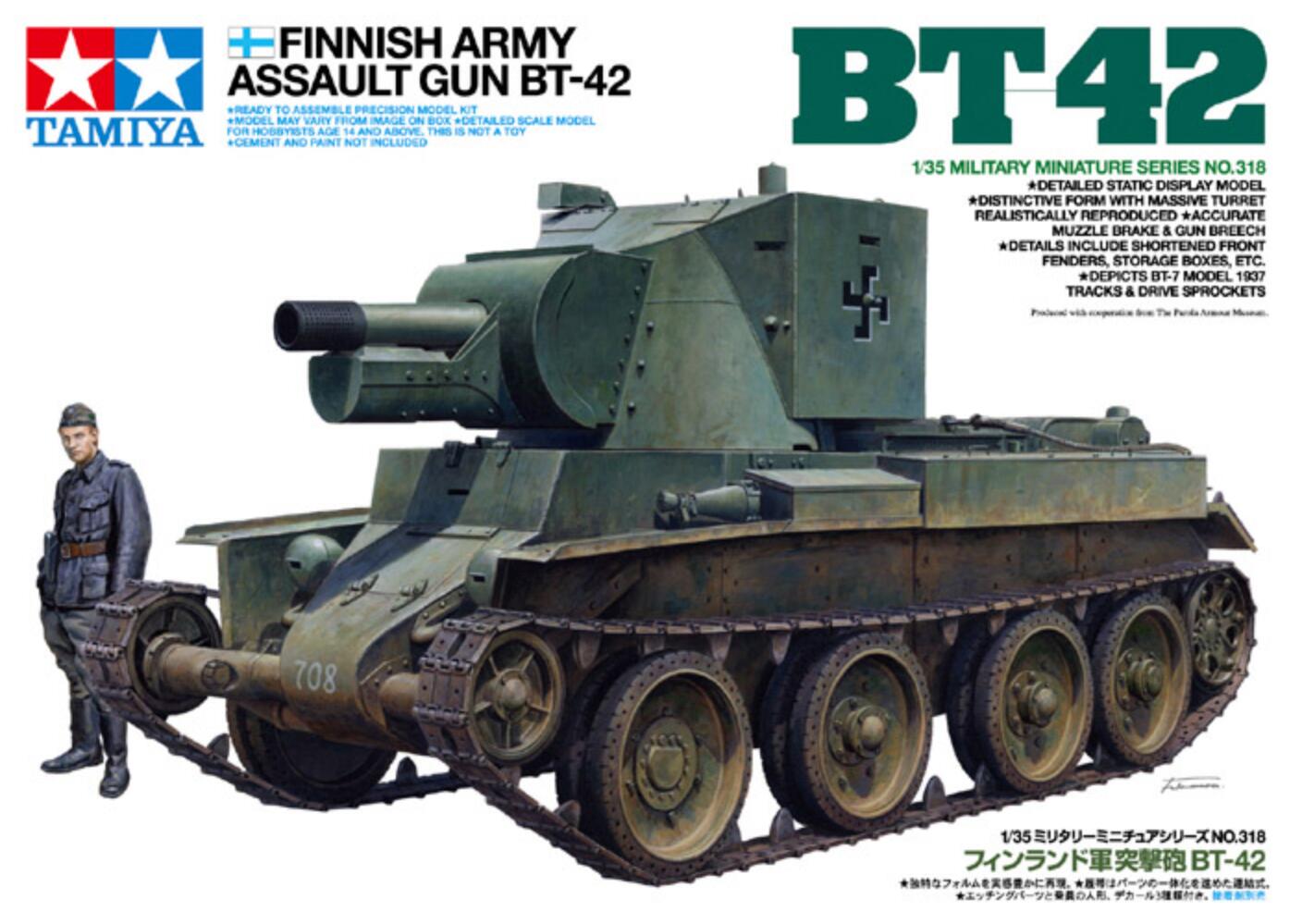Tamiya 35318 1/35 Military Tank Model Kit WWII Finnish Army Assault Gun BT-42