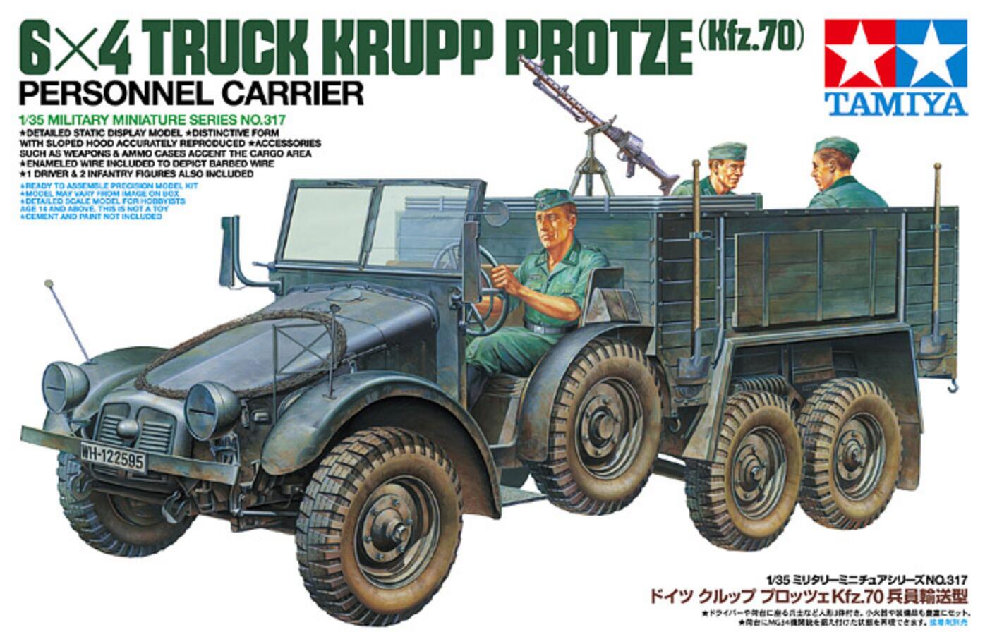 Tamiya 35317 1/35 Model Kit German Kfz.70 6x4 Truck Krupp Protze w/3 Figures