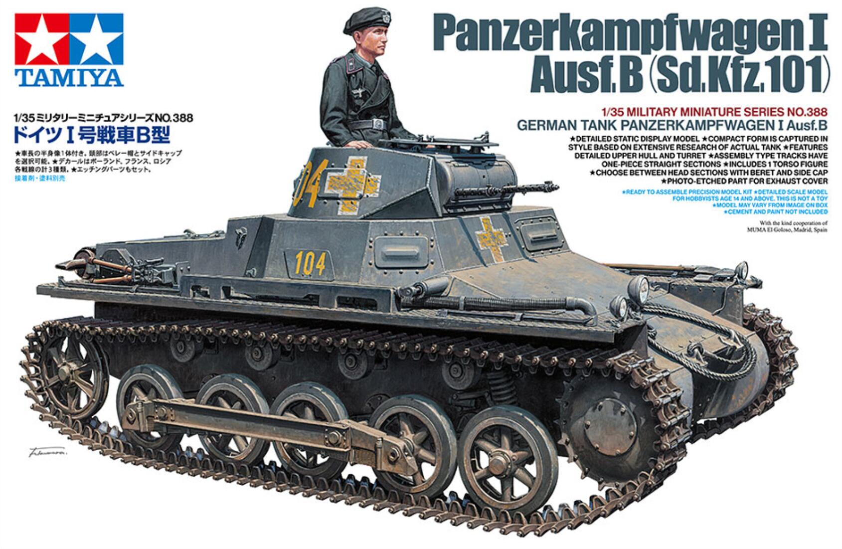 Tamiya 35388 1/35 Scale Model Kit WWII German Tank Panzer I Ausf.B Sd.Kfz.101