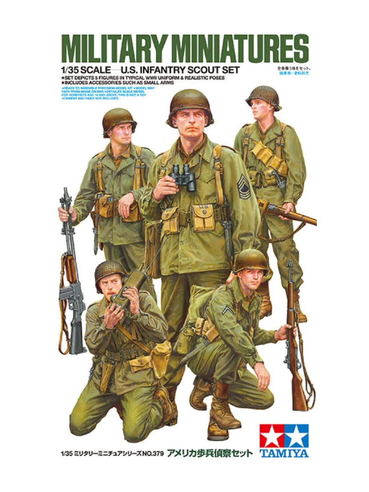 Tamiya 35379 1/35 Scale Military Figure Model Kit WWII US Infantry Scout Set