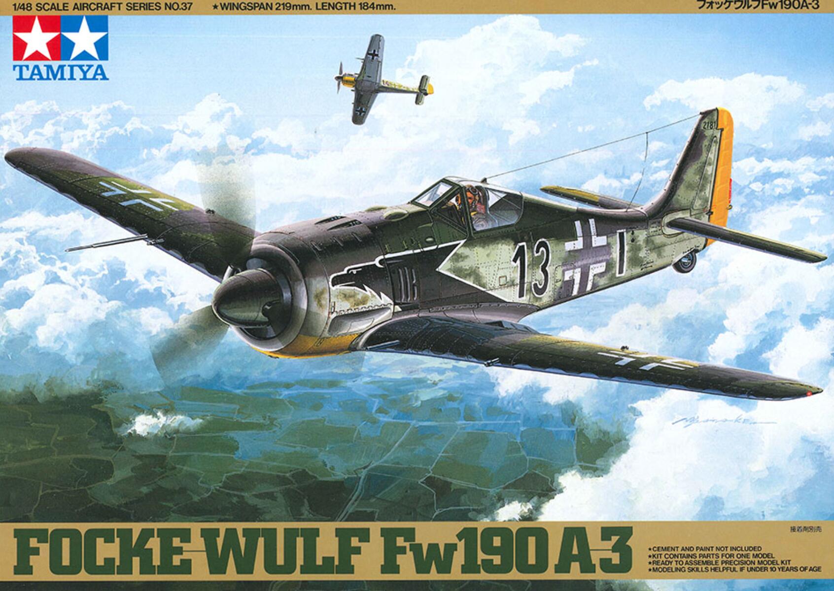Tamiya 61037 1/48 Model Figther Aircraft Kit Luftwaffe Focke-Wulf Fw 190 A-3