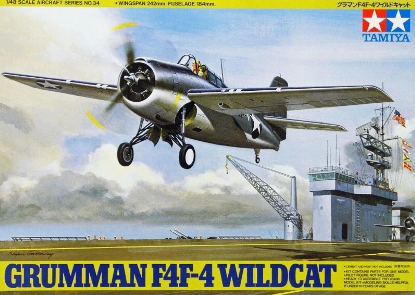 Tamiya 61034 1/48 Scale Model Aircraft Kit U.S.Navy Grumman F4F-4 Wildcat