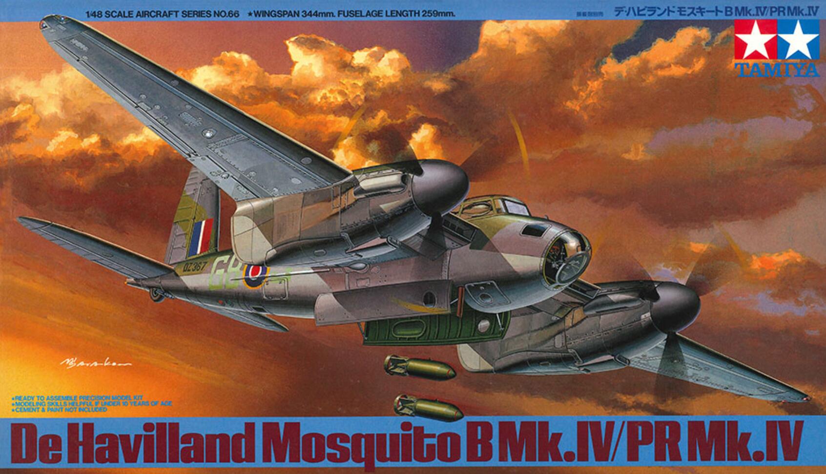 Tamiya 61066 1/48 Scale Aircraft Model Kit RAF de Havilland Mosquito B/PR Mk.IV
