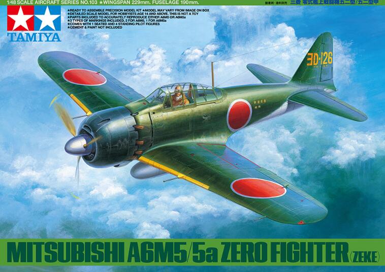 TAMIYA MODEL 1/48 SCALE military models #61103 MITSUBISHI A6M5/5a ZERO FIGHTER (ZEKE)