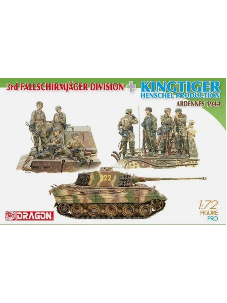 DRAGON 7400 1/72 3rd Fallschirmjager Division + Kingtiger Henschel Production