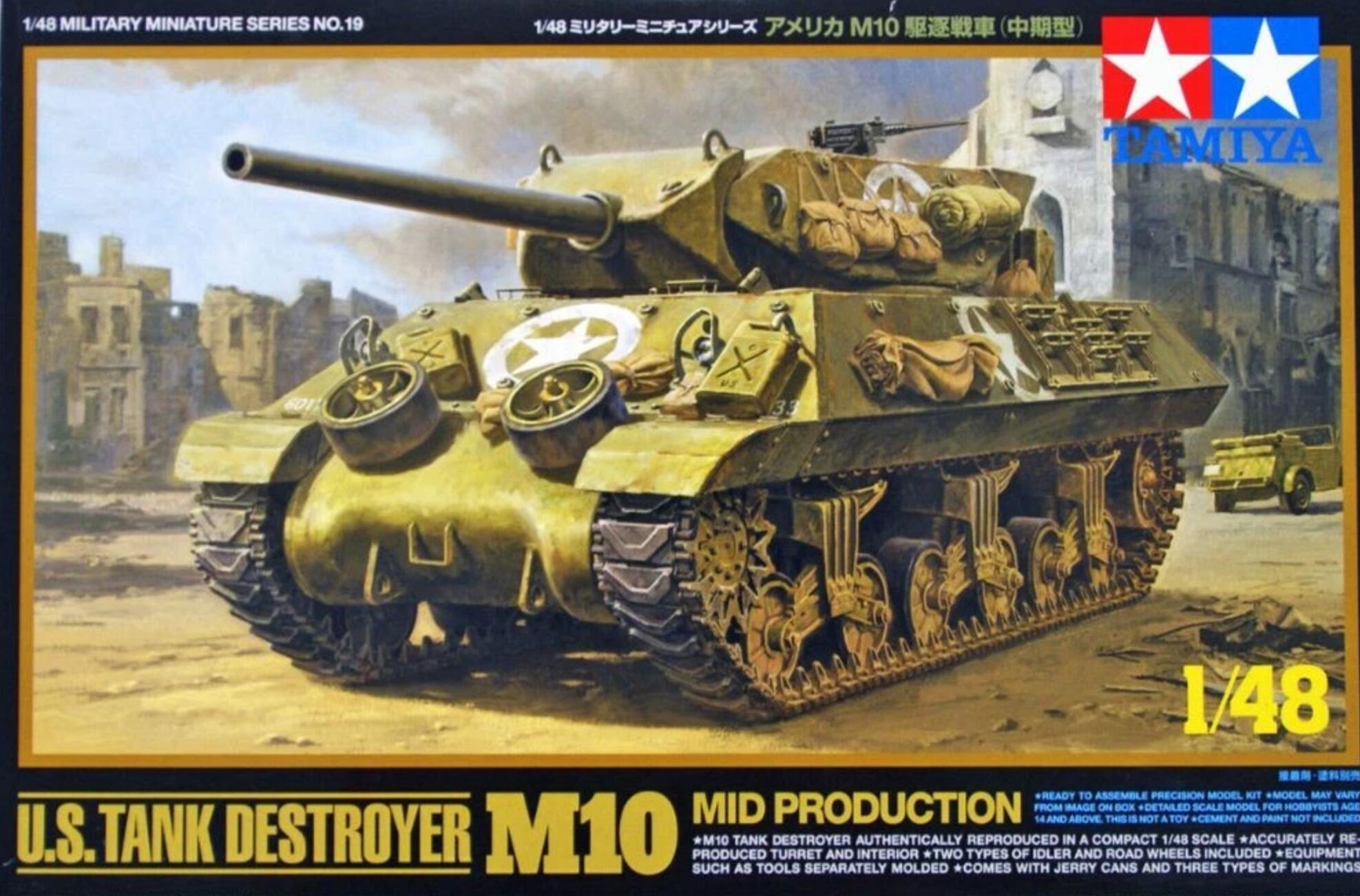 Tamiya 32519 1/48 Scale Military Model Kit U.S Tank Destroyer M10 Mid Production
