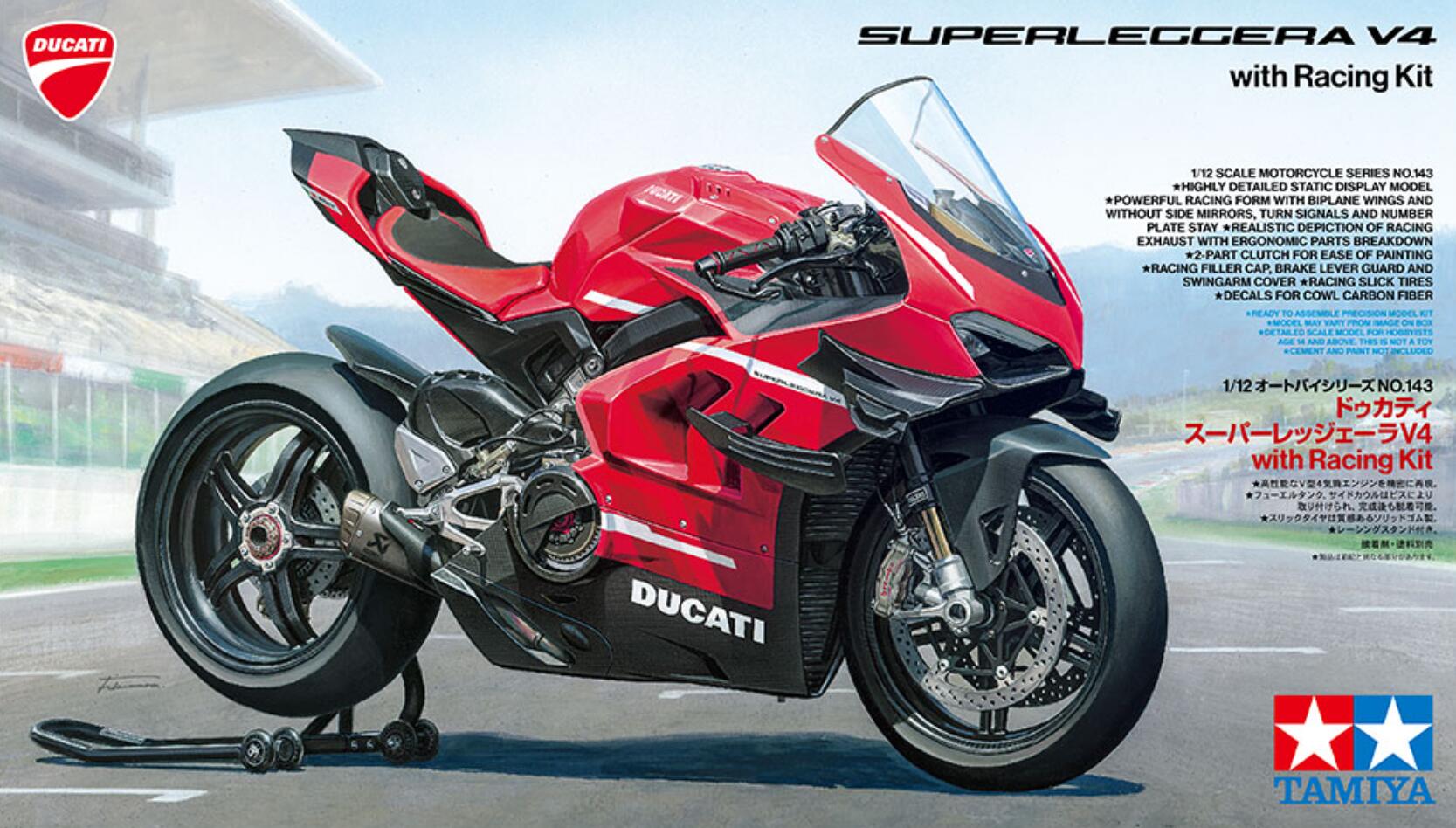 Tamiya 14143 1/12 Scale Model Motorcycle Kit Ducati Superleggera V4 w/Racing Kit