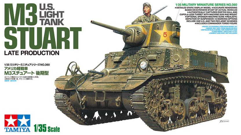 Tamiya 35360 1/35 Scale Model Kit WWII U.S Light Tank M3 Stuart Late Ver