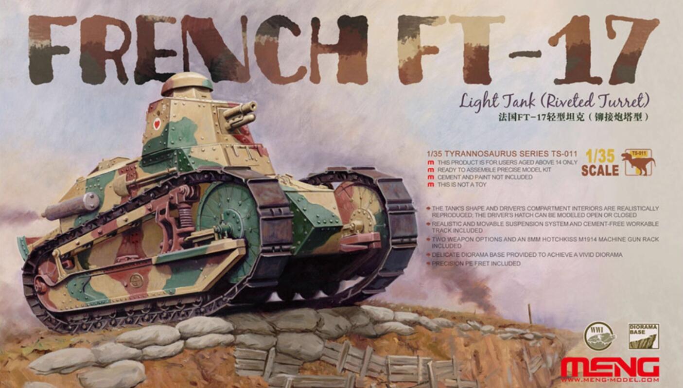 Meng Model 1/35 TS-011 French FT-17 Light Tank (Riveted Turret)
