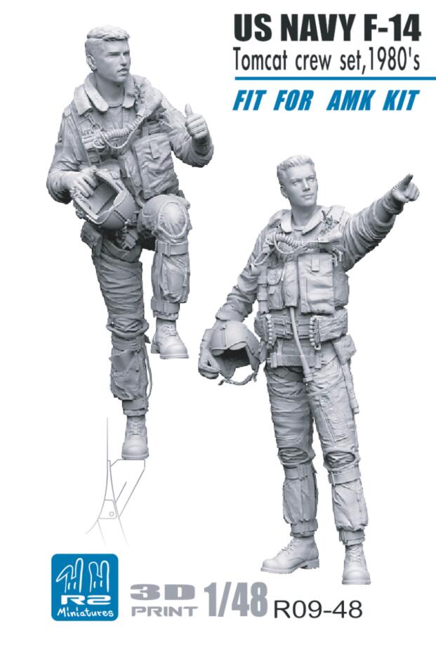 R2 Miniatures 1/48 US NAVY F-14 Tomcat crew set, 1980's for AMK kit R09-48