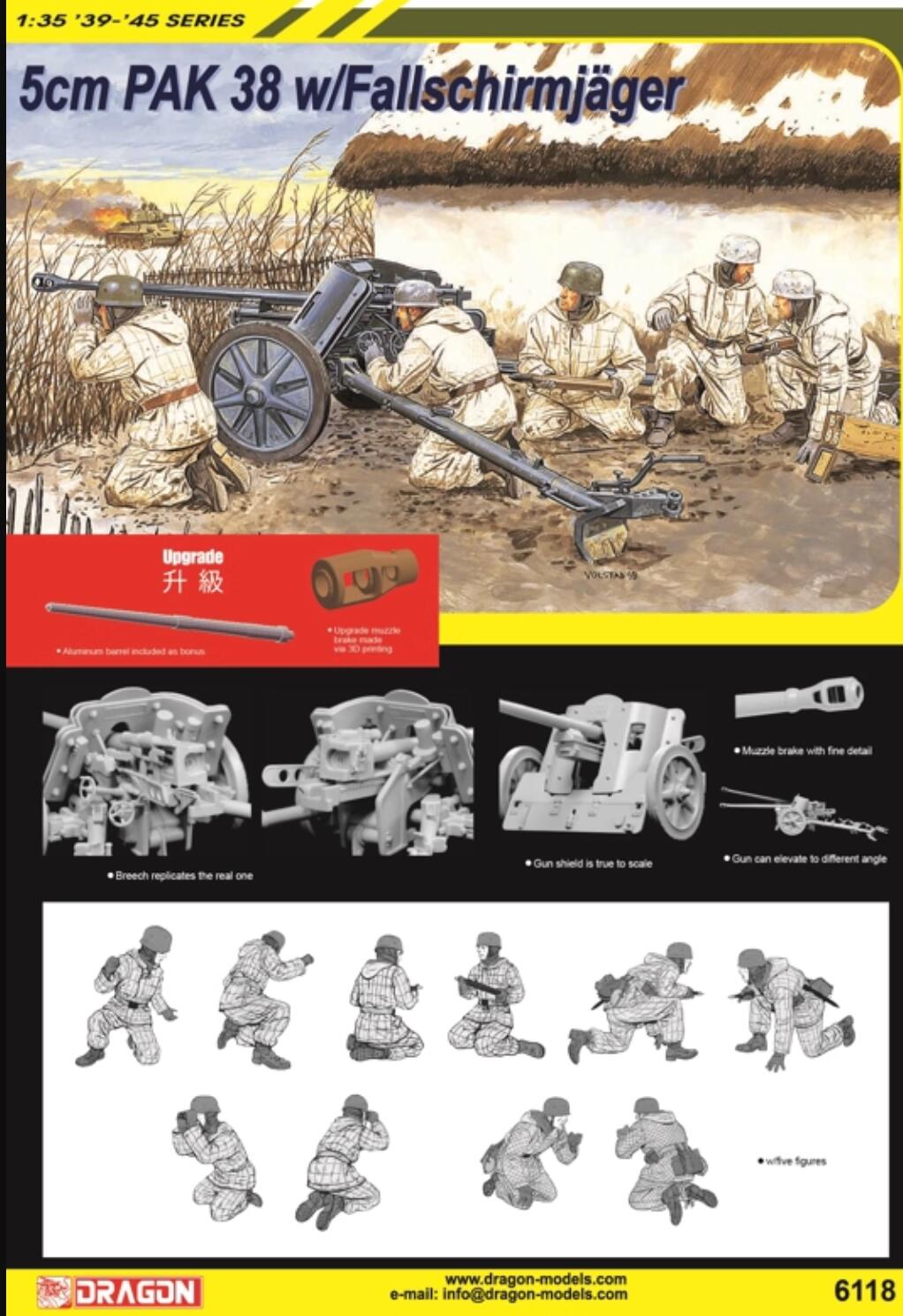 DRAGON 6118 1/35 German 5cm PAK 38 w/Fallschirmjäger Assembly Model Kit