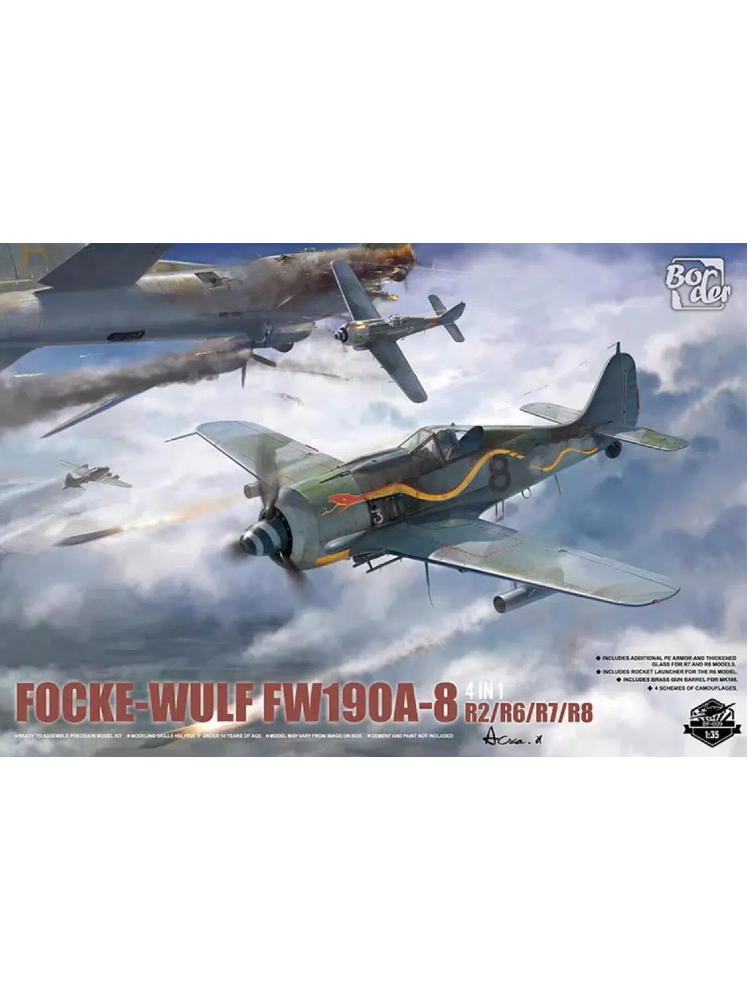 Border BF-009 1/35 Focke-Wulf Fw190 A-8 4in1 (R2/R6/R7/R8) Plastic Model Kit