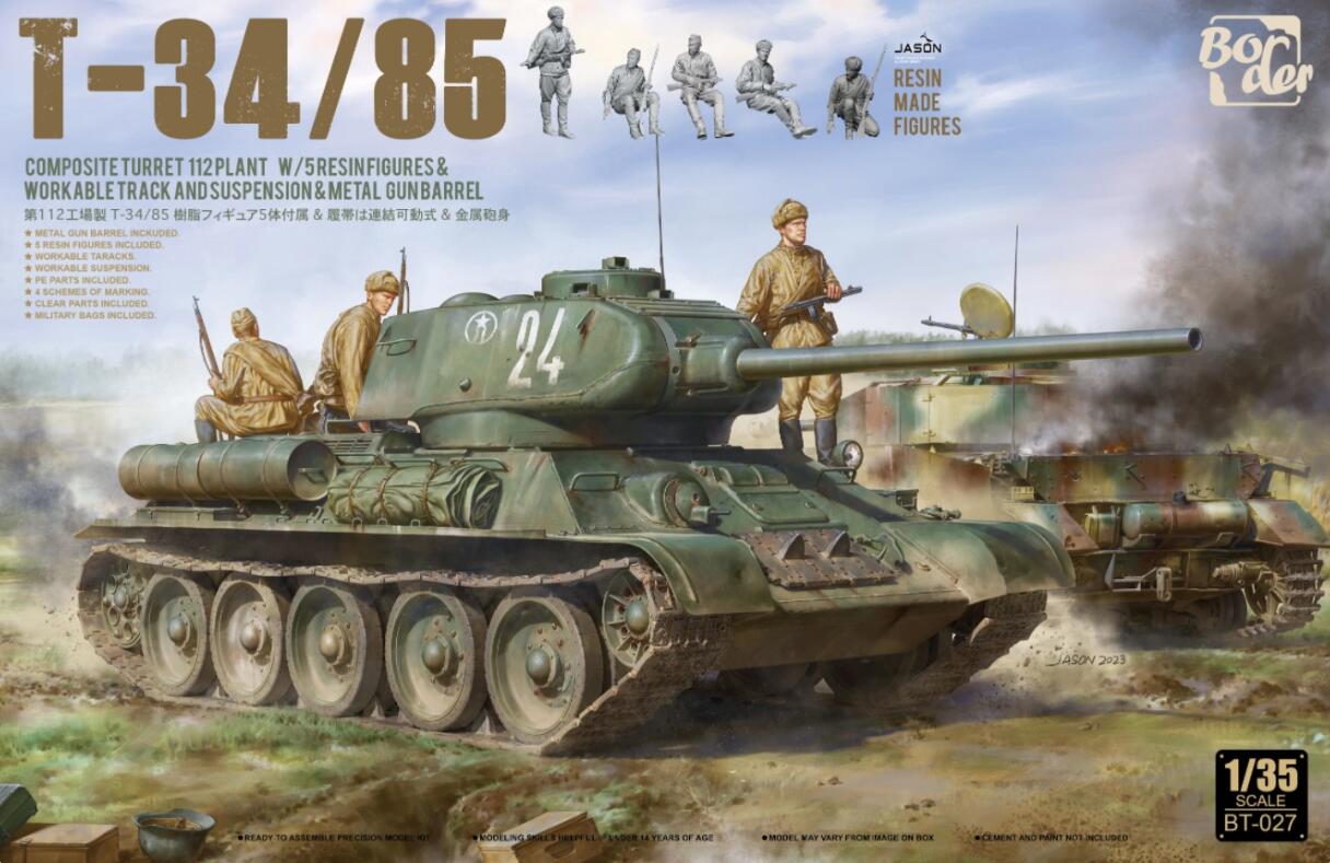 Border BT-027 1/35 T-34/85 COMPOSITE TURRET 112PLANT W/5RES& WORKABLETRACK&METAL