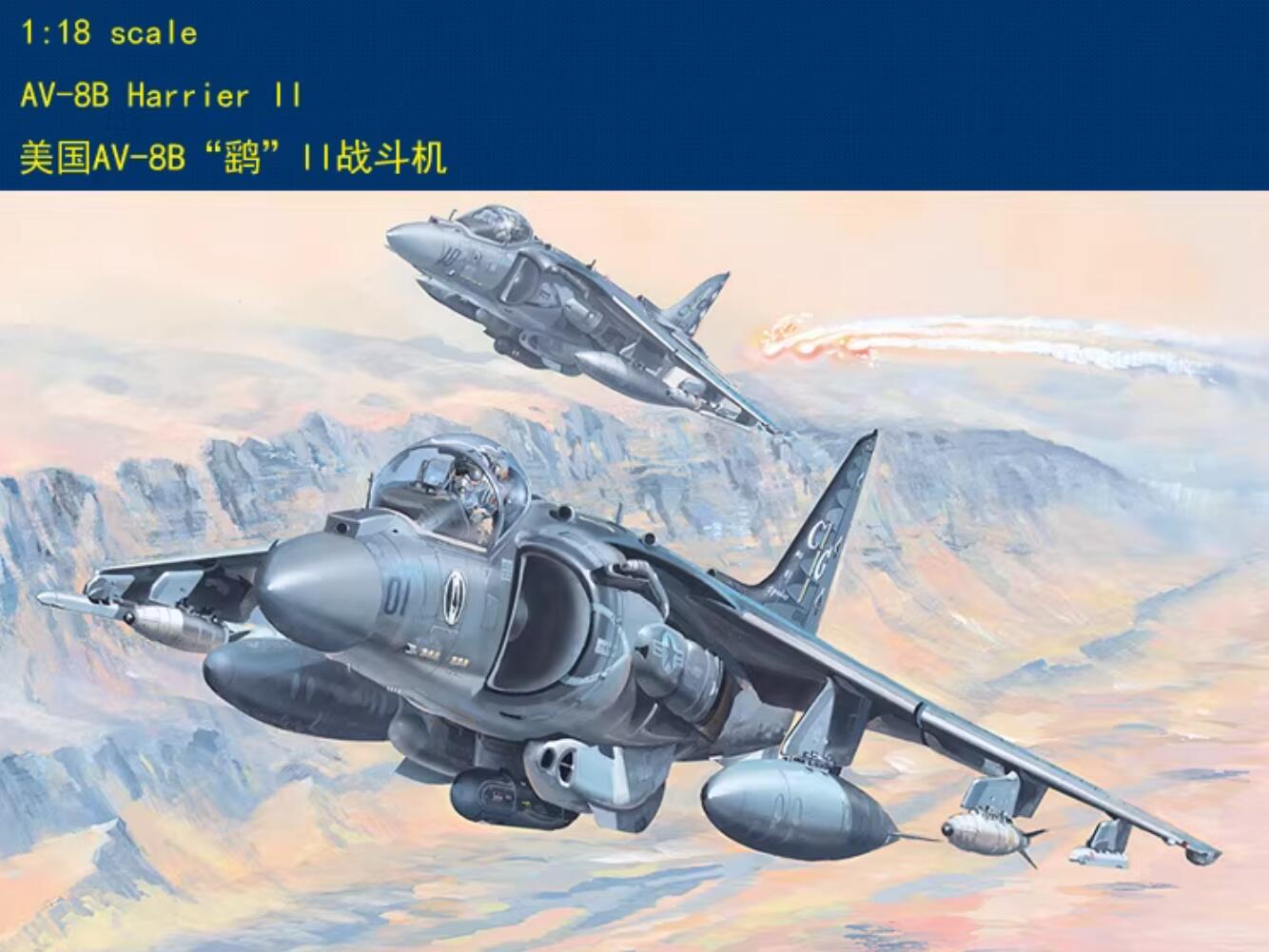 HobbyBoss Models 81804 1:18 AV-8B Harrier II Aircraft Plastic Model Kit